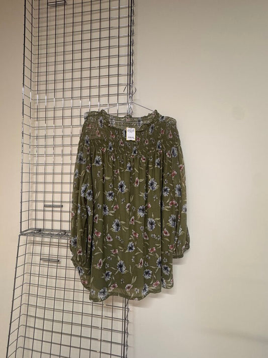 Green Floral Boho Shirt