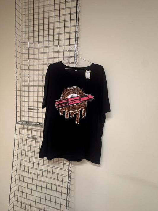 Black Leopard Lips Tee