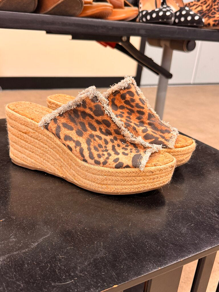 Leopard Cork Wedge