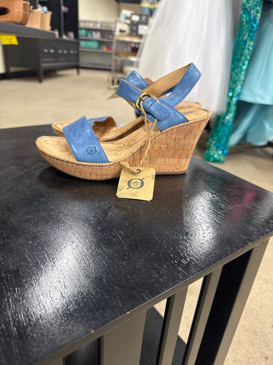 Born Blue Wedge Sandal sz 9