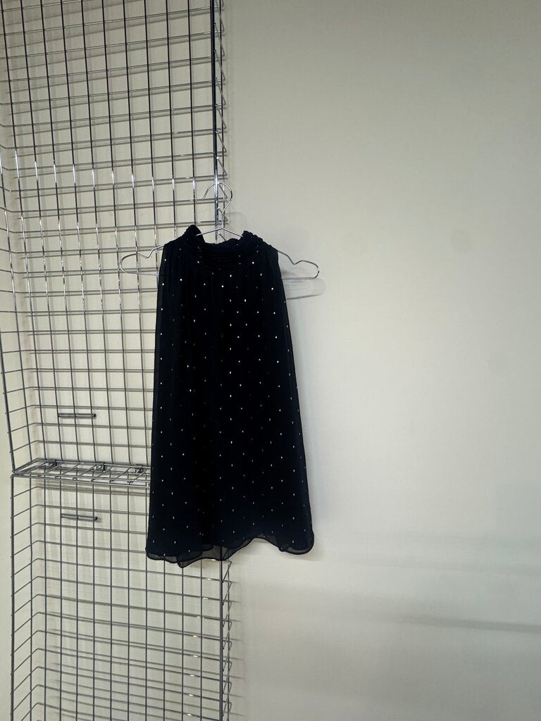 Black Sleeveless Embelished Dress Shirt