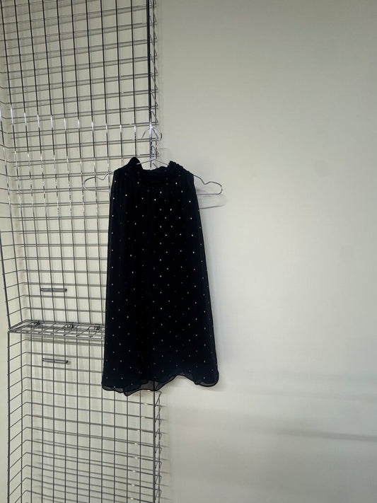 Black Sleeveless Embelished Dress Shirt