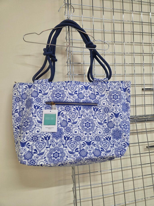 Rope Blue/White Bird 'Farmhouse' Tote