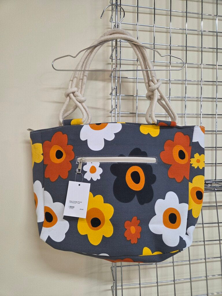 Rope Orange Flower 'Farmhouse' Tote