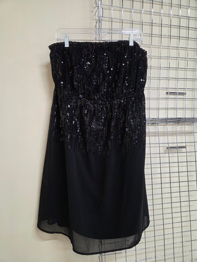 Black Strapless Sequin Dress