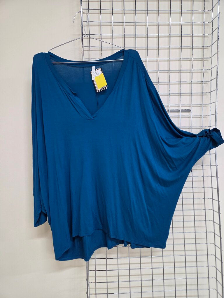 Teal V Neck Tunic RAGLAN SLEEVE