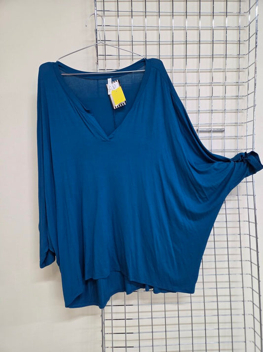 Teal V Neck Tunic RAGLAN SLEEVE