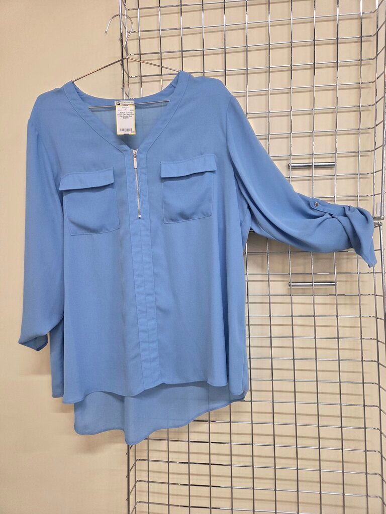 Cato Blue Half Zip Blouse