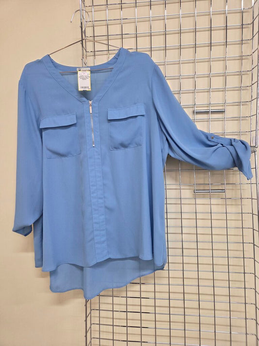 Cato Blue Half Zip Blouse