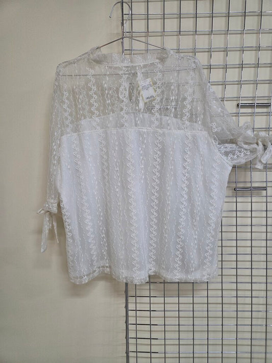 White lacy tie neck & sleeve Dress Shirt