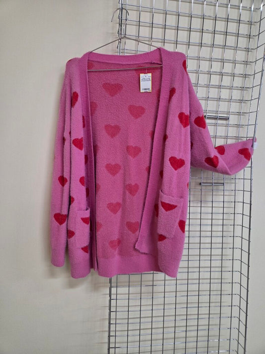 Pink Sweater with red hearts