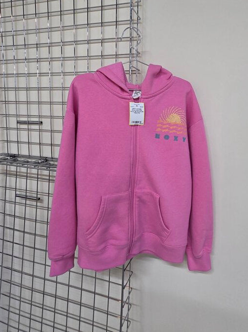 Girls Pink Roxy Zip Up Hoodie 8/10