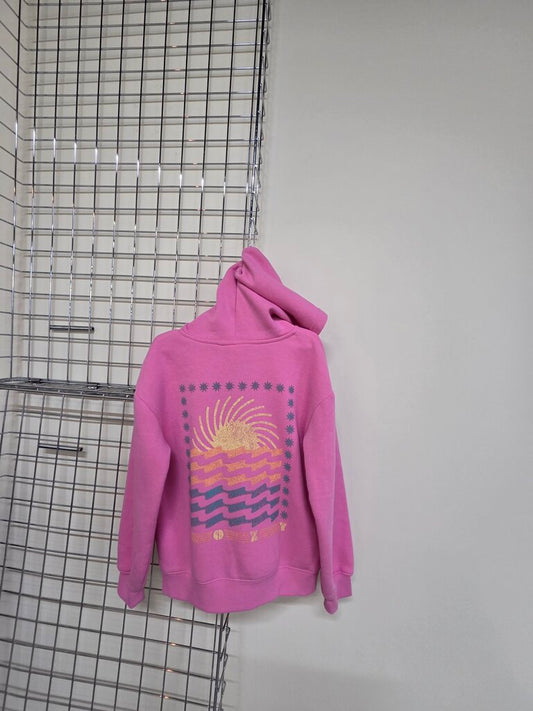 Girls Pink Roxy Zip Up Hoodie