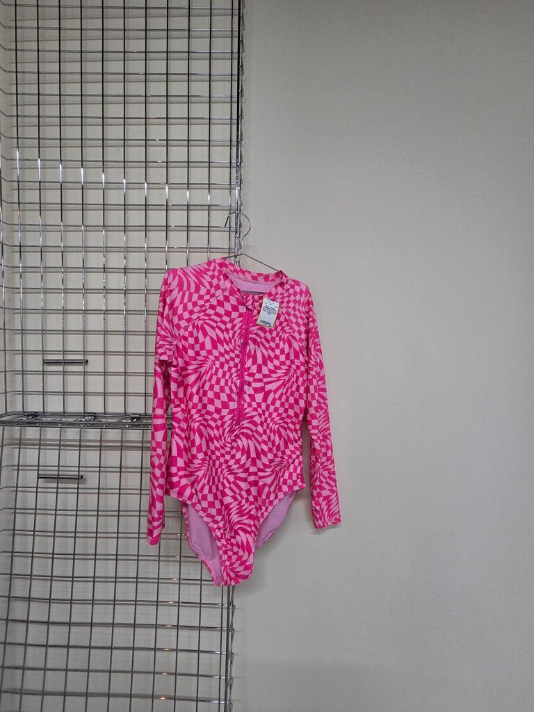 Girls XL Pink Zip up Swim Suit