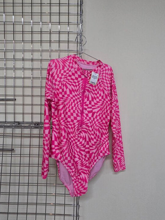 Girls XL Pink Zip up Swim Suit