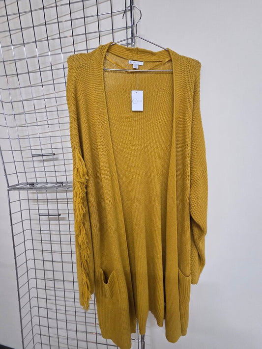 EST 1946 Mustard Yellow Long Fringe Sleeve Sweater sz 22/24