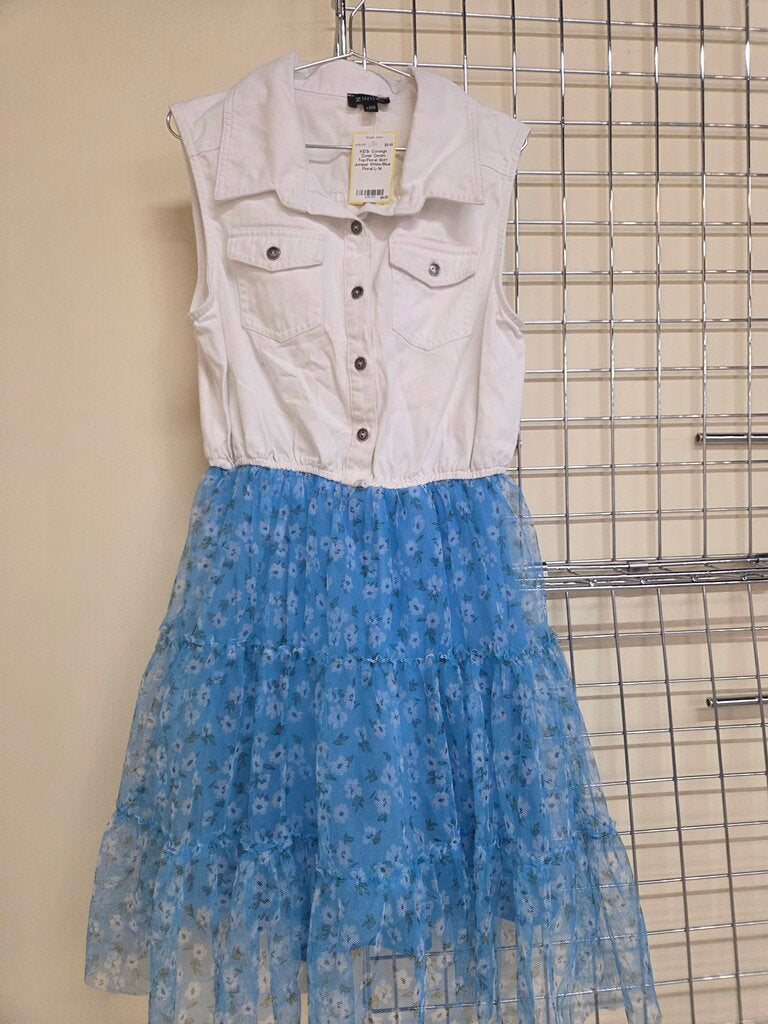 'Zunie' Denim Top/Floral Skirt Jumper L-14