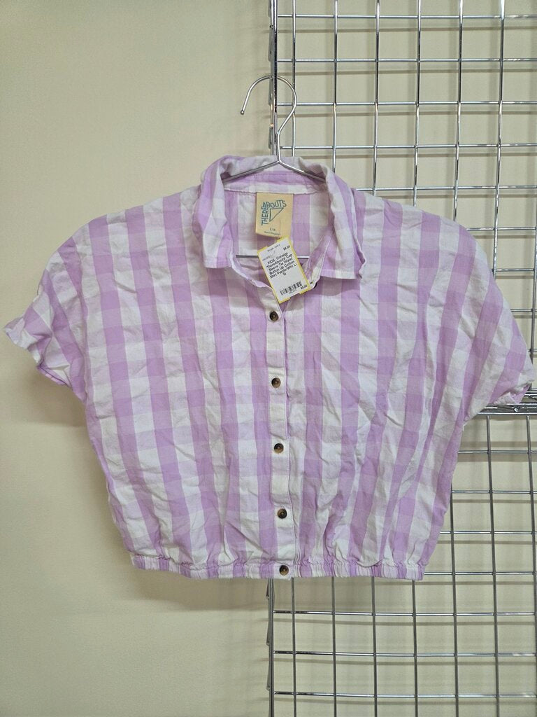 'ThereAbouts' Cap Sleeve Tie Waist Button Up Cotton Shirt