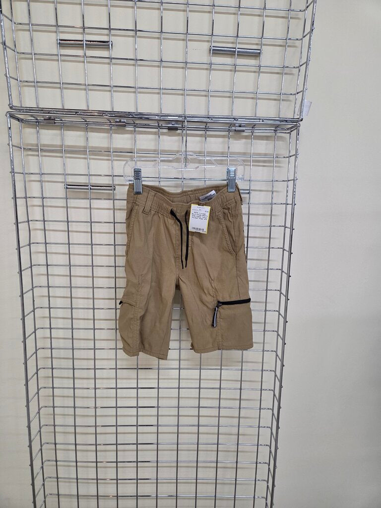 Boy's Khaki Shorts With Zipper Cargo Pocket