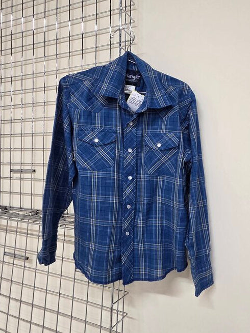 Boy's Wrangler Pearl Snap Long Sleeve Button Up Shirt 7/8