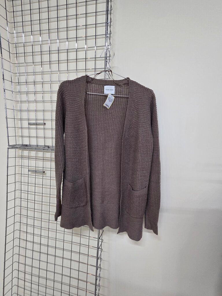Womens Pink Rose Brown Cardigan