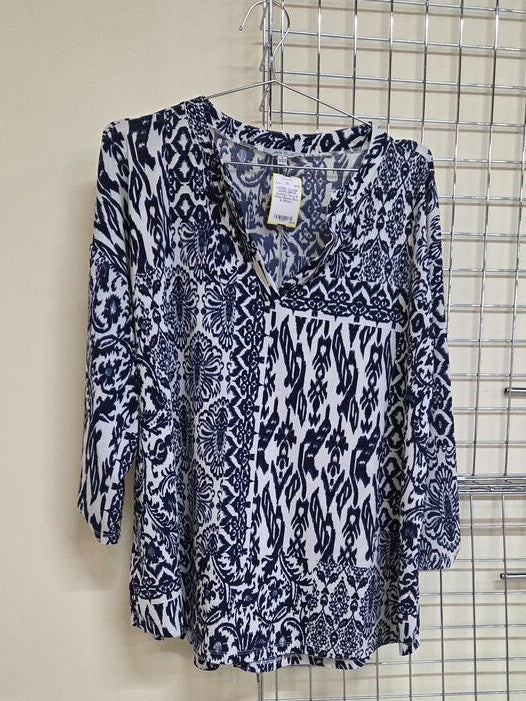 Women's Navy & White Blouse sz L