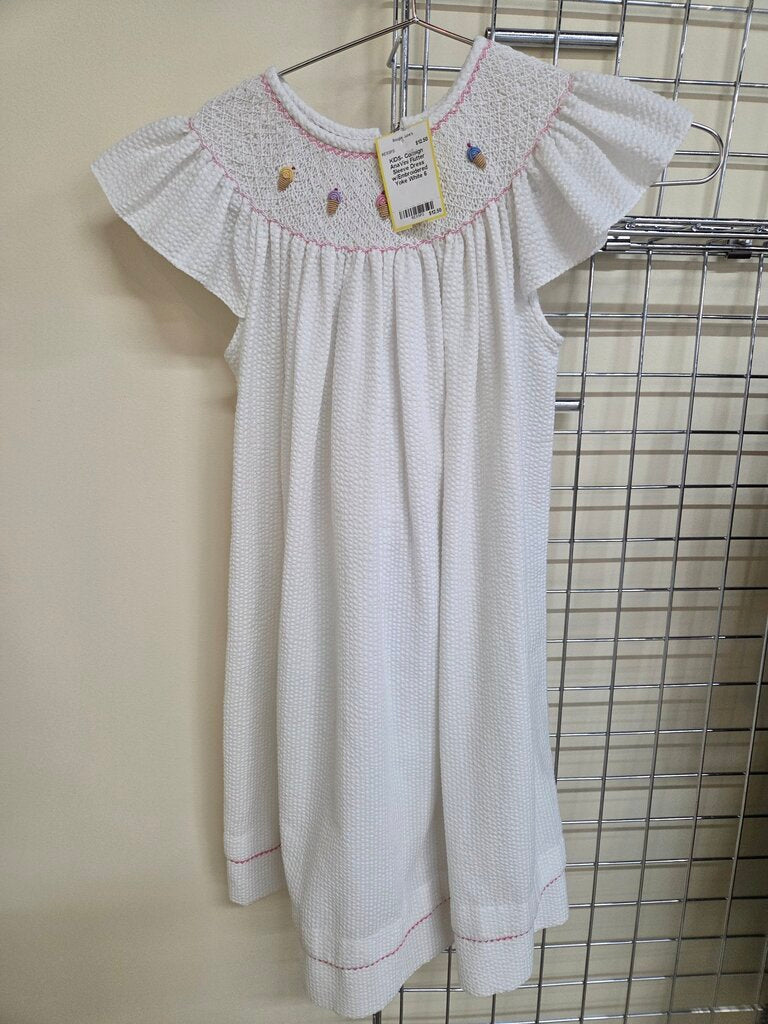 AnaVini Flutter Sleeve Dress w/Embroidered Yoke
