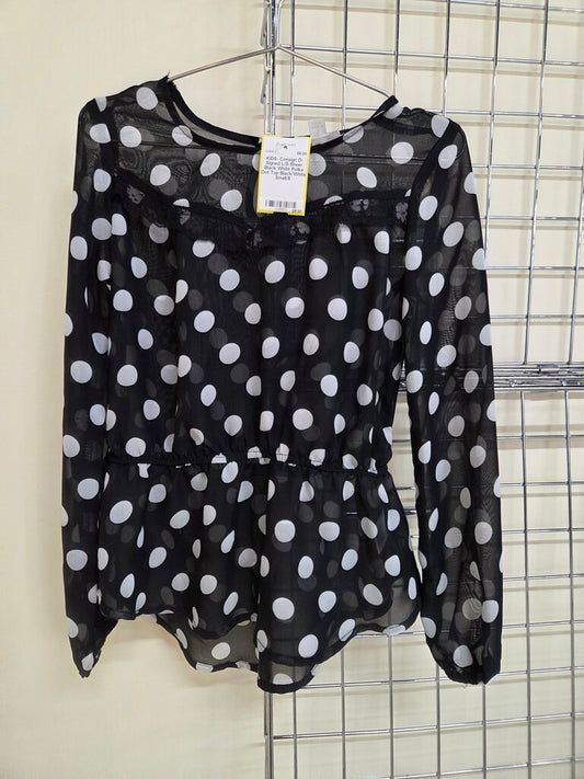 D-Signed L/S Sheer Black White Polka Dot Top