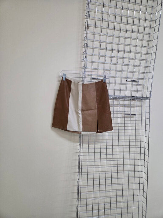 Women's Brown Leather Mini Skirt