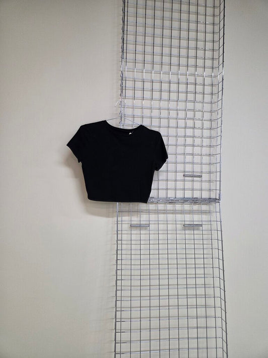 Juniors Black Crop Tee