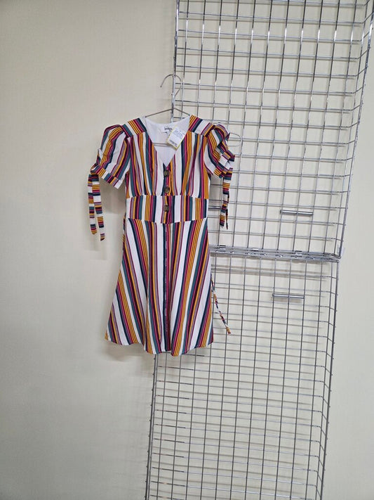 Girl's Short Sleeve Striped Dress