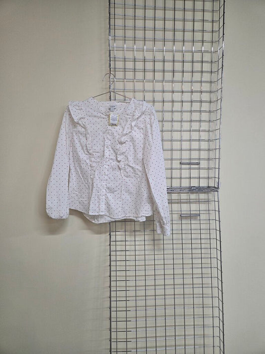 Women's J. Crew White Button up Blouse with Hearts