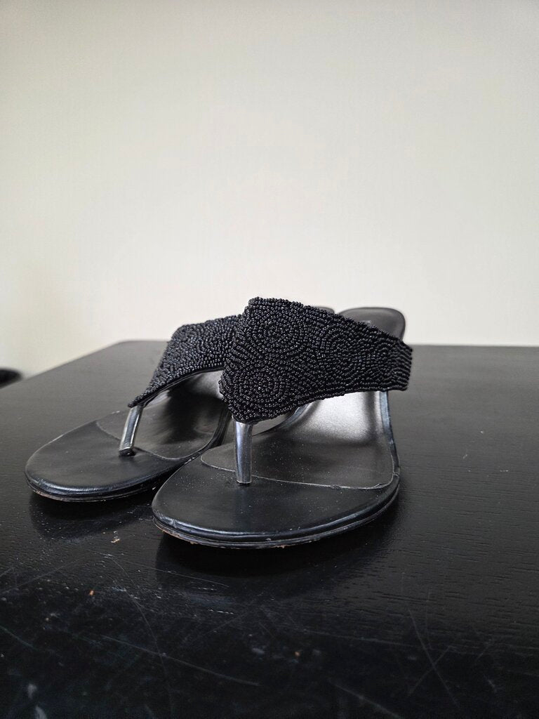 Chico's Beaded Flip Flop Sandal Kitten Heel