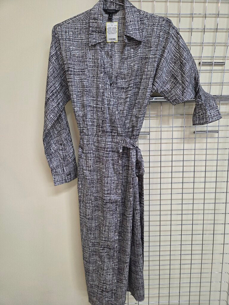 Banana Republic Patterned Tie String Short Sleeve Dress sz S