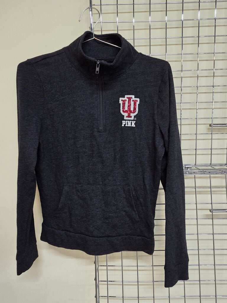 PINK Indiana Hoosier Half Zipper Long Sleeve Shirt XS