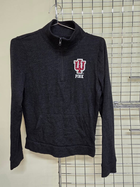 PINK Indiana Hoosier Half Zipper Long Sleeve Shirt XS