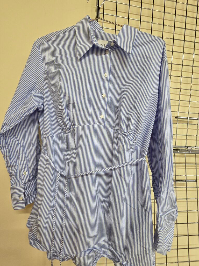 GAP Maternity Blue & White Striped Long Sleeve Shirt sz M