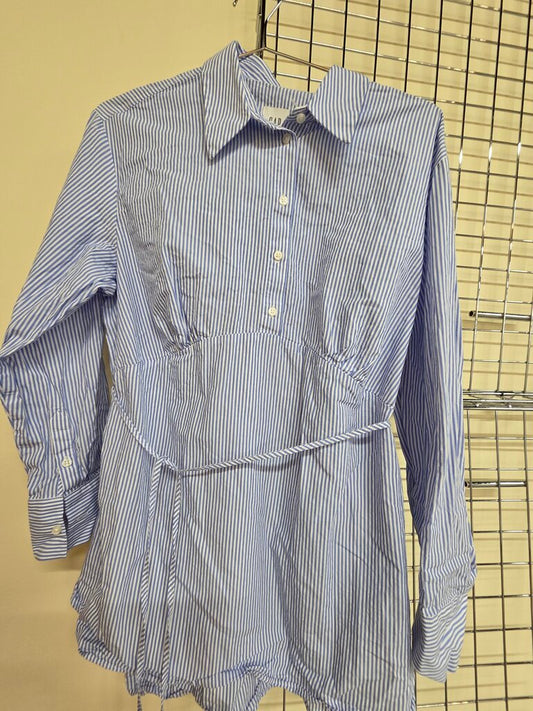 GAP Maternity Blue & White Striped Long Sleeve Shirt sz M