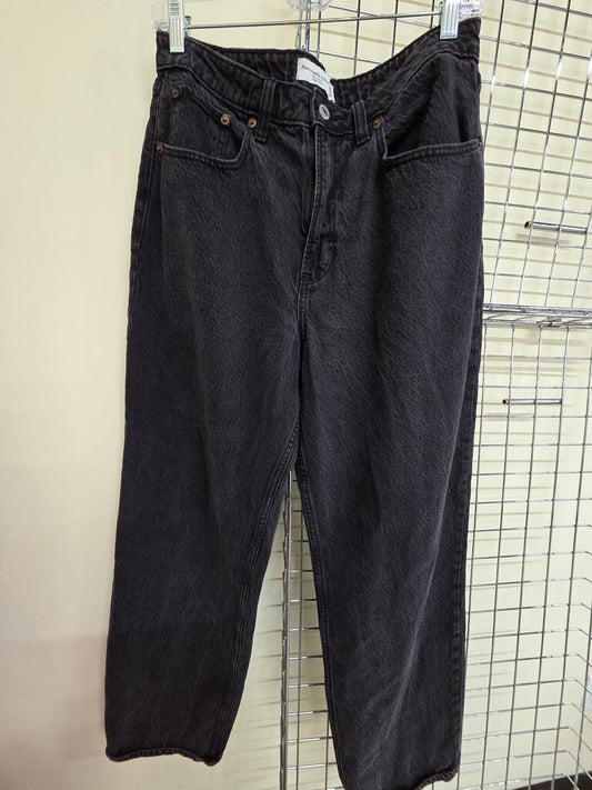 Abercrombie The Loose High Rise Black Jeans sz 28