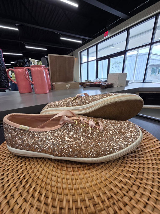 Keds Kate Spade Pink Glitter Lace Up Sparkle Shoes 7.5
