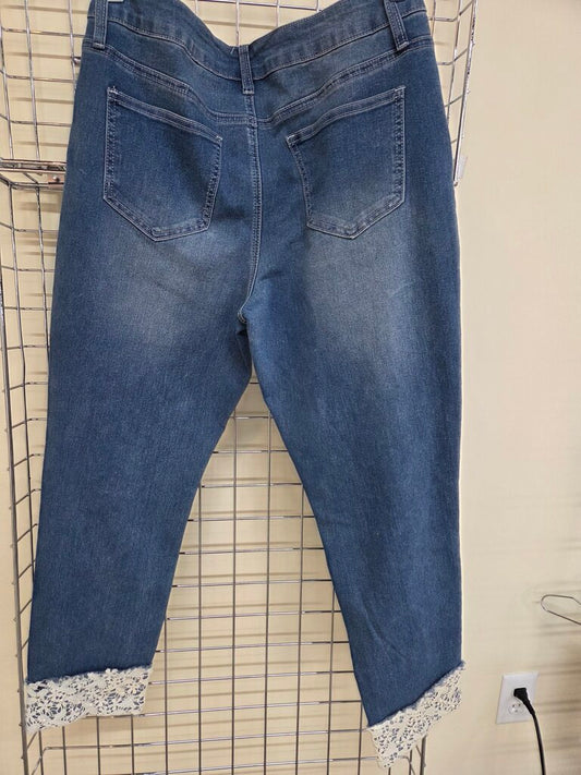 Blue Desire Lace Bottom Strightleg Jean