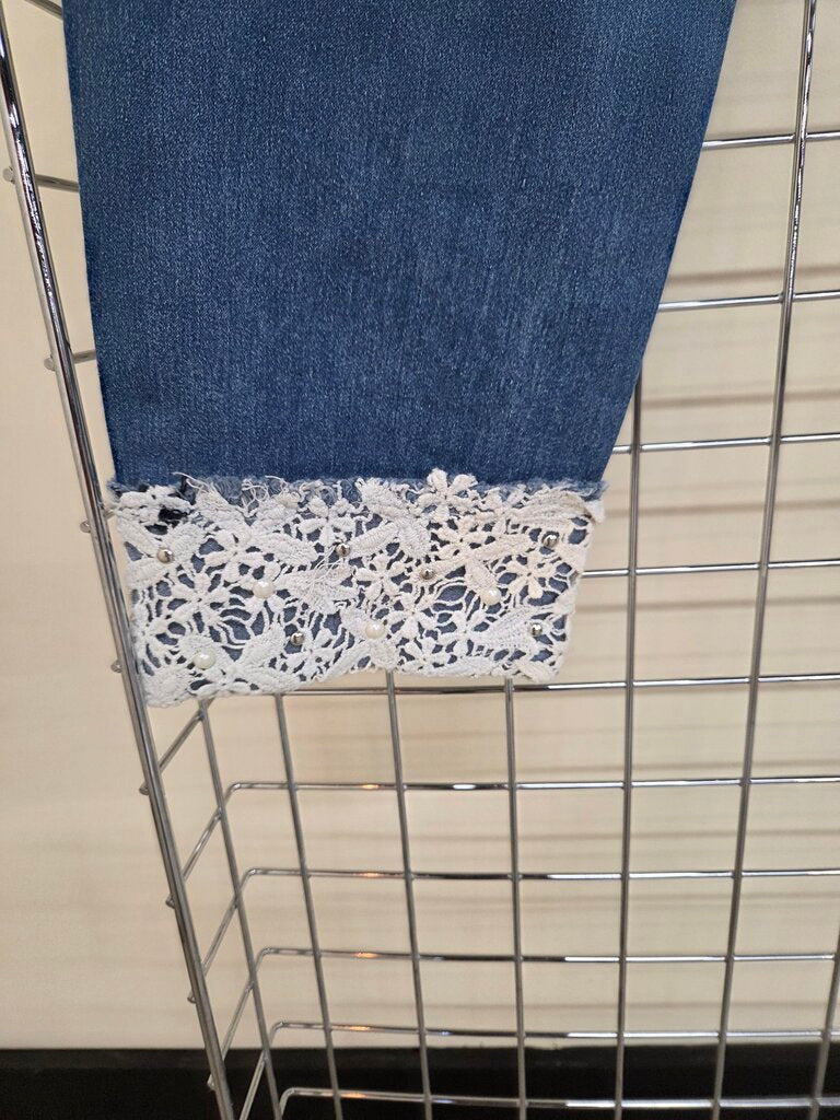 Blue Desire Lace Bottom Strightleg Jean