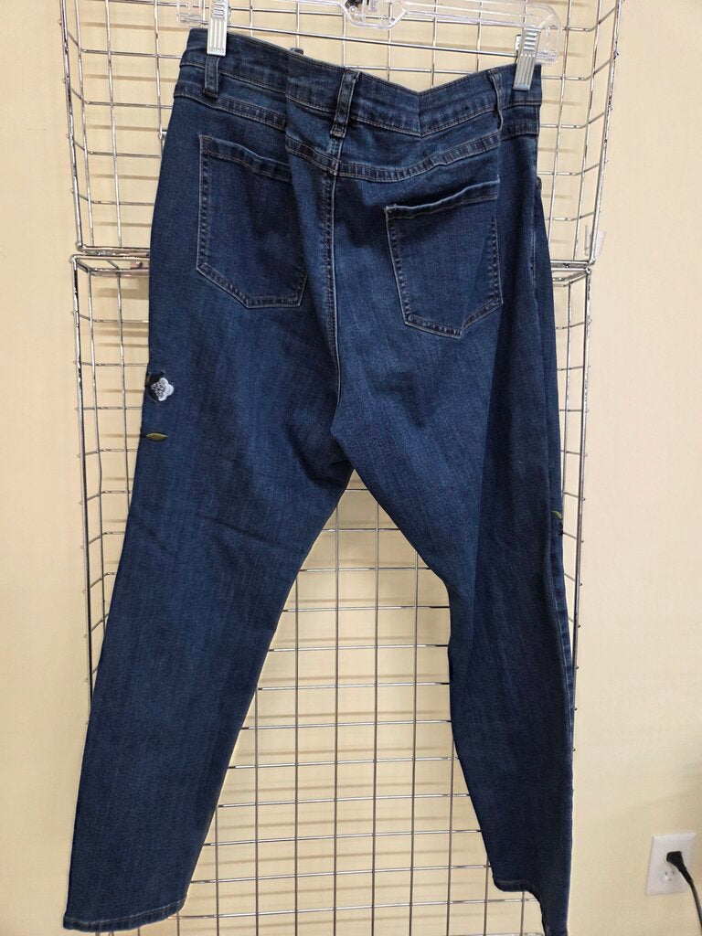 FDJ Floral Designed Straight Leg Jean sz 14