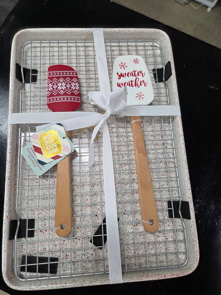 The Bake Shop Christmas Cookie Tray and Spatula Set