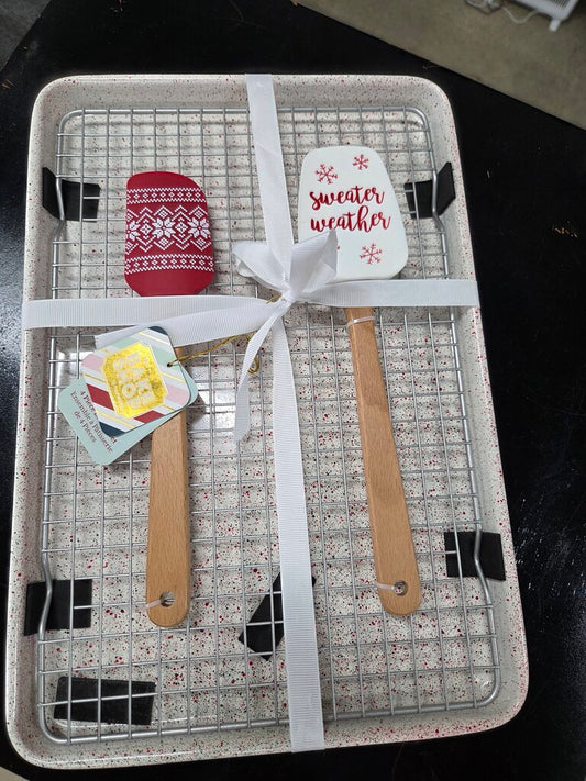 The Bake Shop Christmas Cookie Tray and Spatula Set