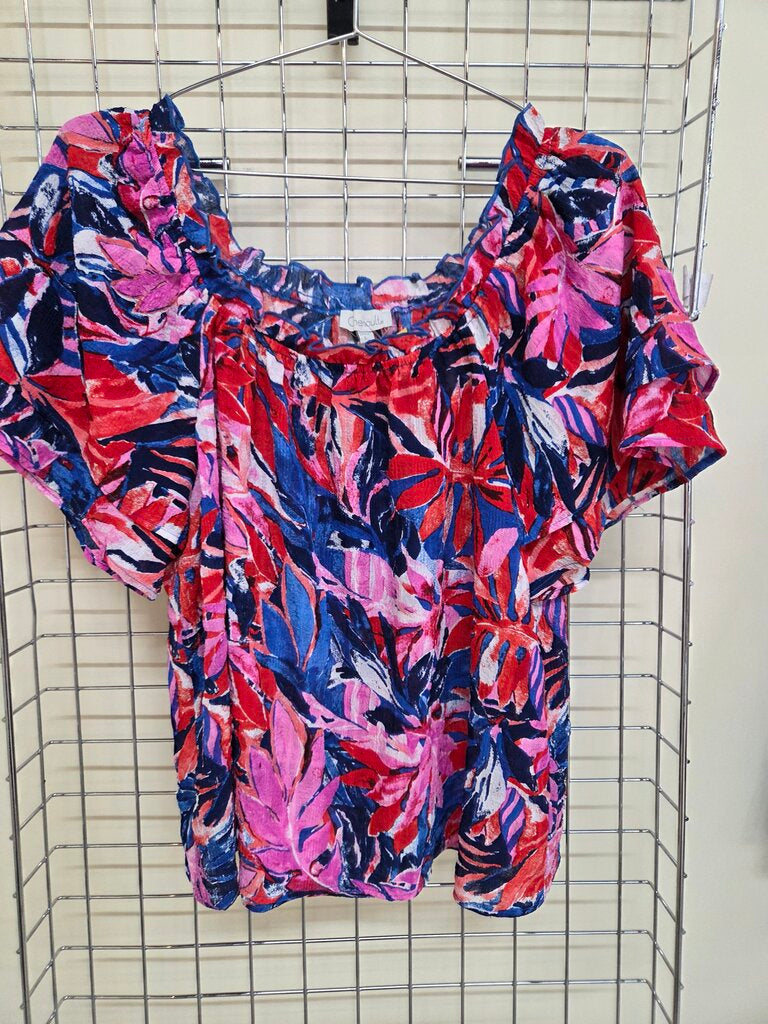 Chenault Floral Bell Sleeve Short Sleeve