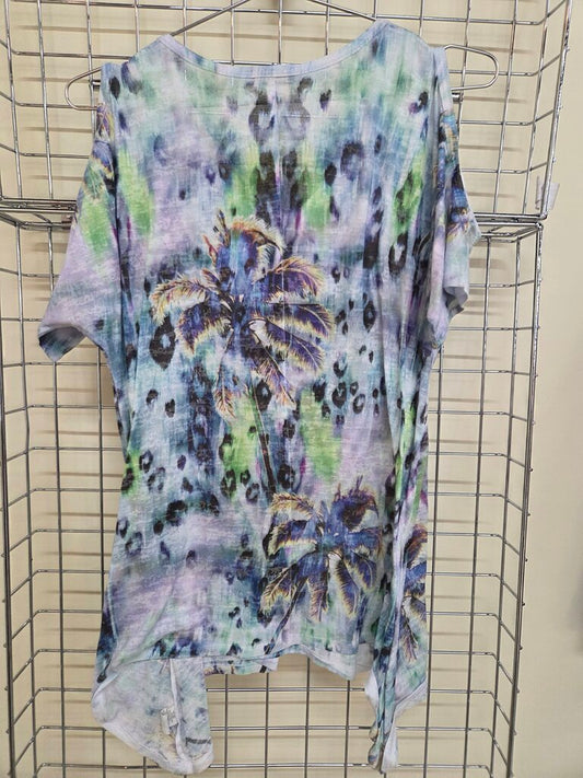 Jess & Jane Palm Tree Cheetah Print Bedazzled Cami