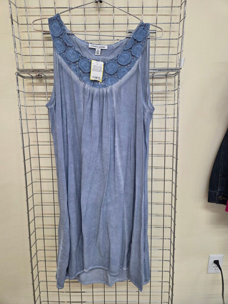 Tribal Jeans Lace Collar Sleeveless Medium Length Dress
