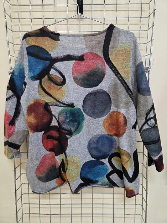 Jess & Jane Cirlce Pattern Long Sleeve Knit Sweater