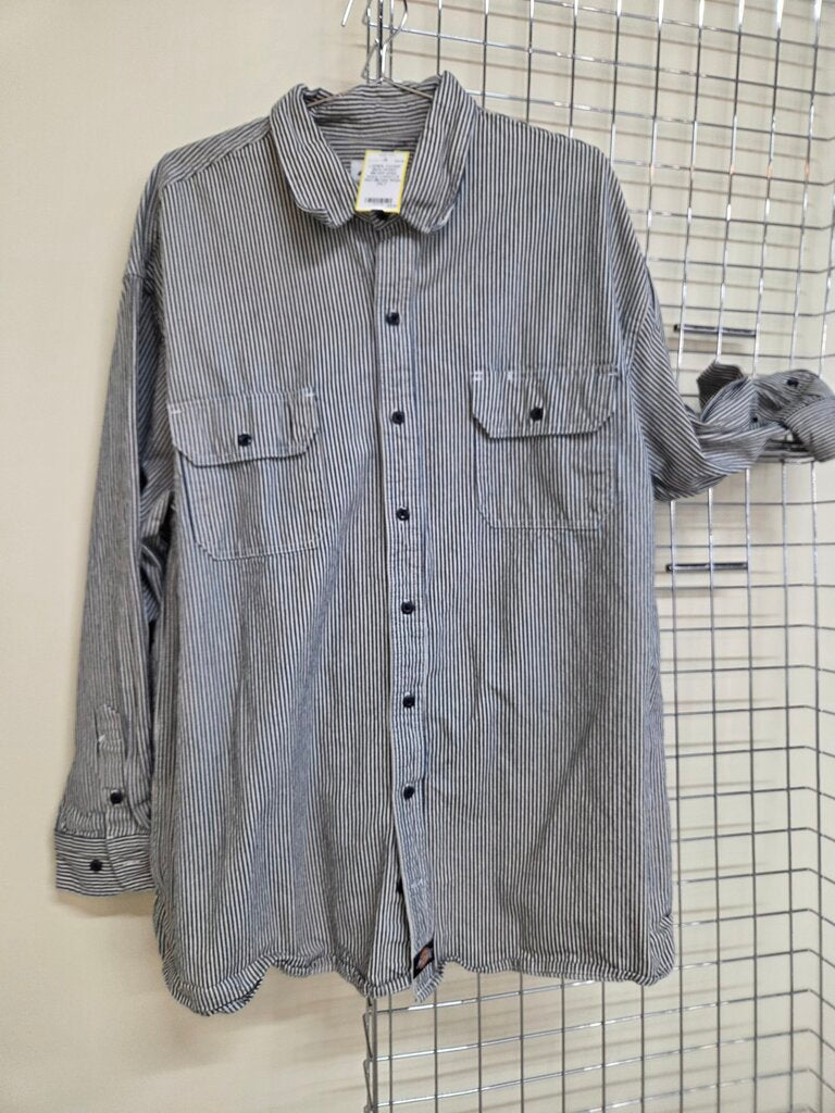 Mens Dickies Blk/wht stripe heavy cotton L/S Shirt